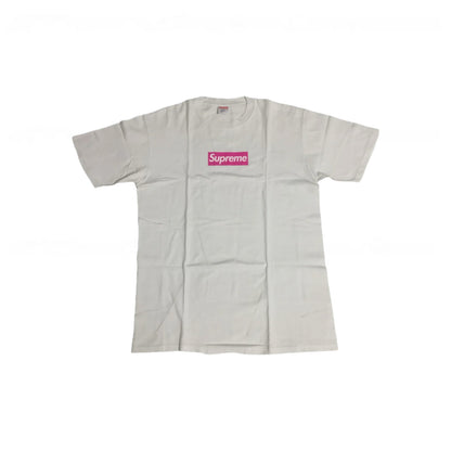 Supreme Pink On White Box Logo crewneck