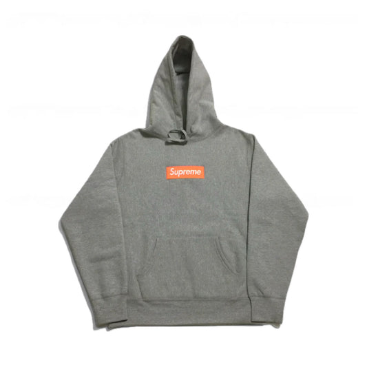 Supreme Orange On Grey Box Logo Hoodie