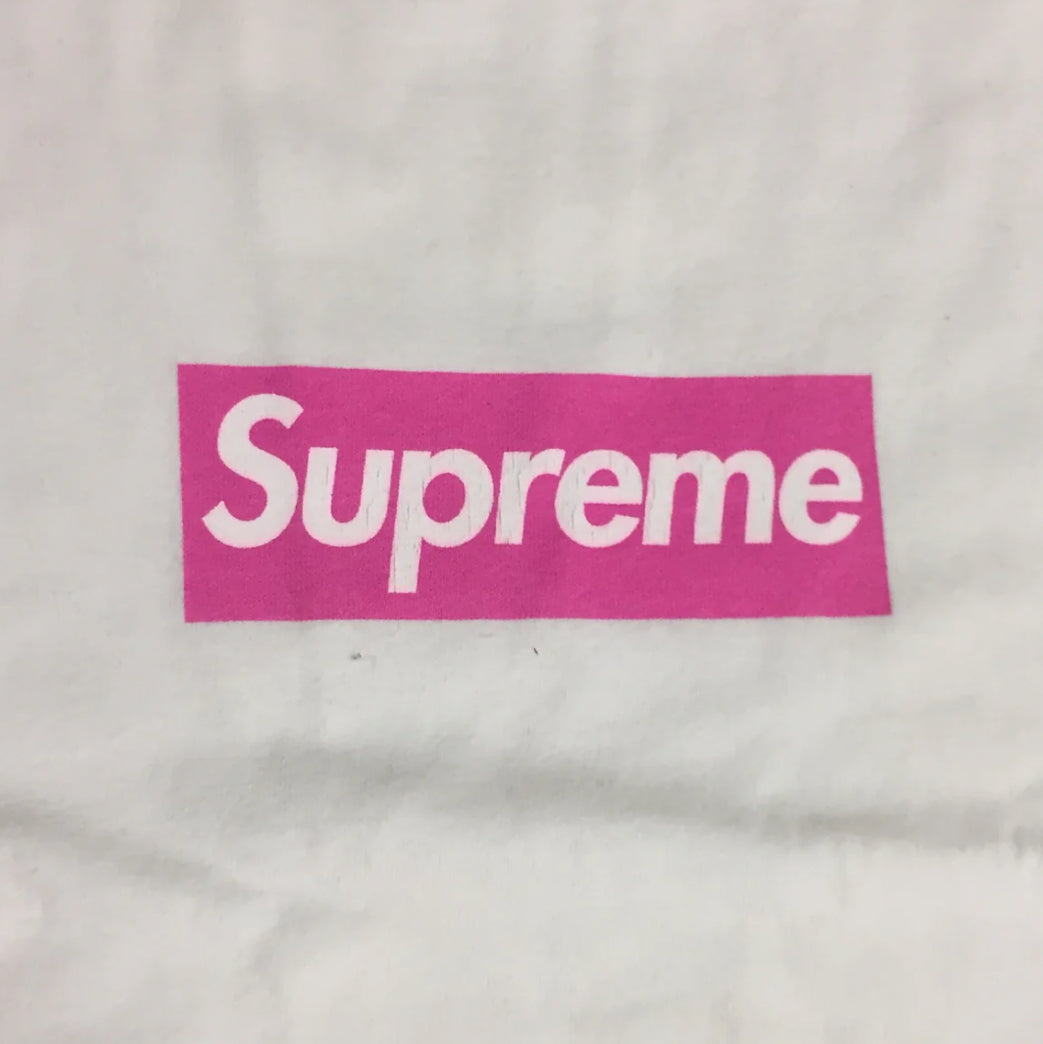 Supreme Pink On White Box Logo crewneck